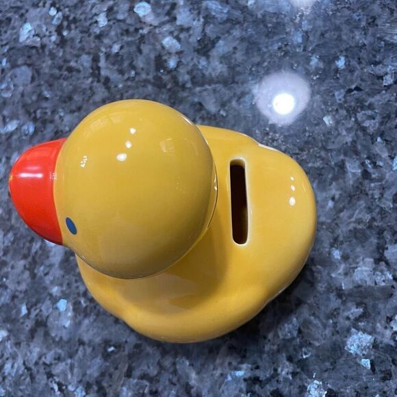 Vintage Yellow Rubber Duck Ceramic Coin Bank – 5” Tall - Picture 3 of 8